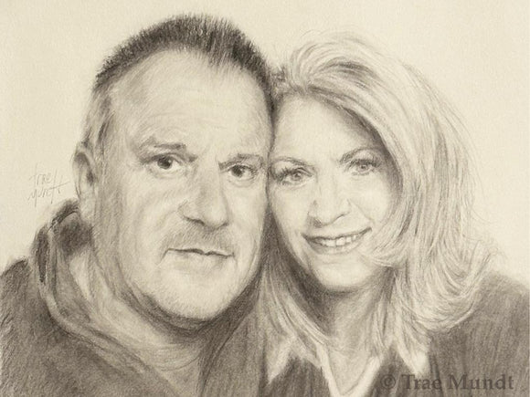 Portrait Charcoal Drawing of Jason and Dawn by Trae Mundt.