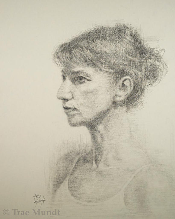 Pencil Portrait of Ballet Dancer by Artist Trae Mundt 