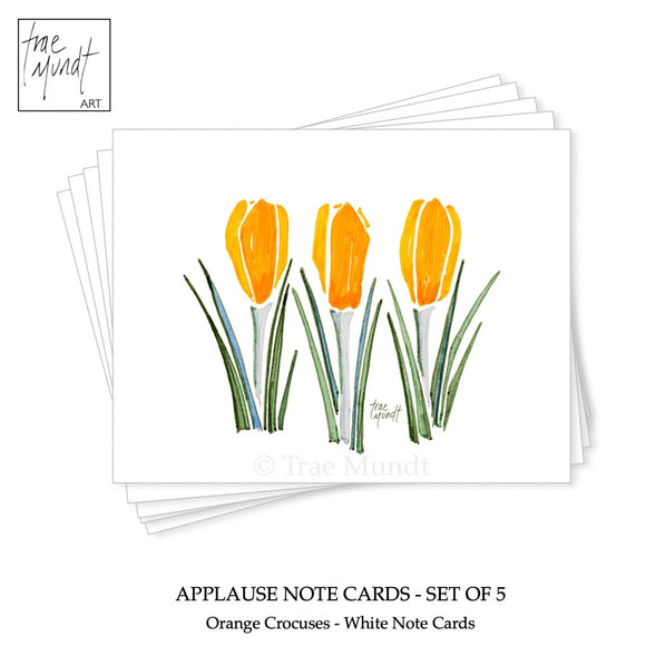 Applause - Orange Crocuses Note Cards by Trae Mundt.