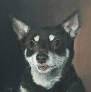 Barney - Oil painting of Dog by Trae Mundt.