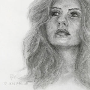 Lara -beautiful blonde portrait pencil drawing by Trae Mundt.