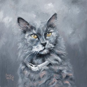 Fairlight - Gray Persian Cat - Portrait Painted in Oil by Trae Mundt.