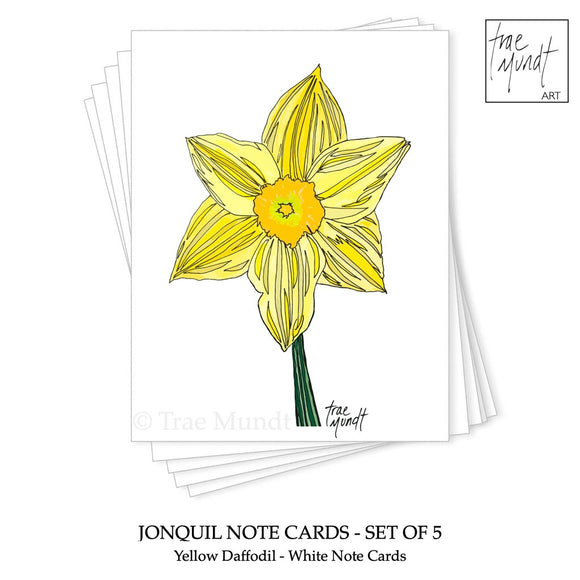 Jonquil - Yellow Daffodil Note Cards - Set of 5 by Trae Mundt.