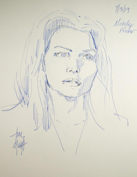 Michelle Pfeiffer- Ballpoint Pen Minimalist Drawing.