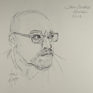 Ballpoint pen portrait of Steve Pernatozzi by artist Trae Mundt.