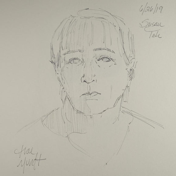 Ballpoint pen portrait of Susan by artist Trae Mundt.