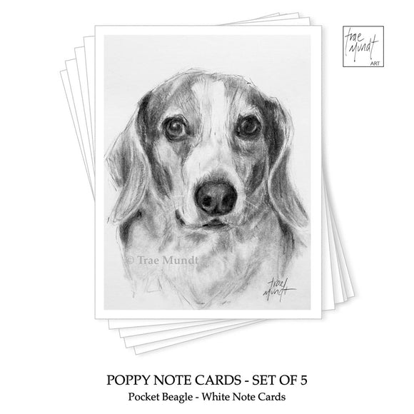Poppy - Pocket Beagle Note Cards - Set of 5