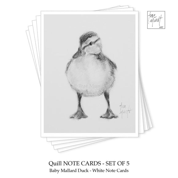 Quill baby duckling portrait note card by Trae Mundt.