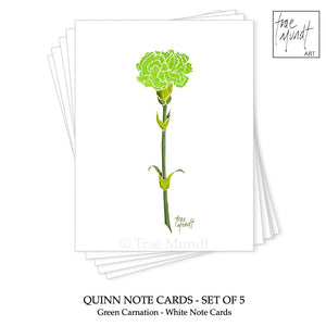 Quinn - Green Carnation Note Cards-Set of 5 by Trae Mundt.