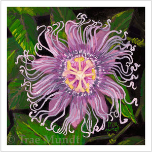 Royalty - Purple Passionflower Perennial Climbing Tendril Bearing Vine with Colorful Green Leaves - Giclee Art Print by Trae Mundt.