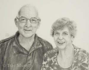 Steve and Linda Charcoal Portrait by Trae Mundt