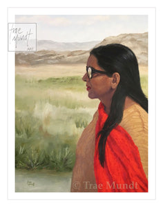 The Gift of Foresight - Woman with Black Long Hair wearing Bright Red Scarf and Reflective Black Sunglasses while Walking in the Desert