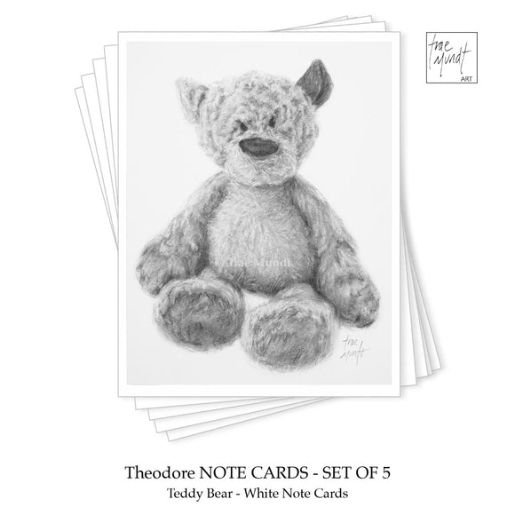 Theodore Teddy Bear Portrait Note Cards by Trae Mundt.