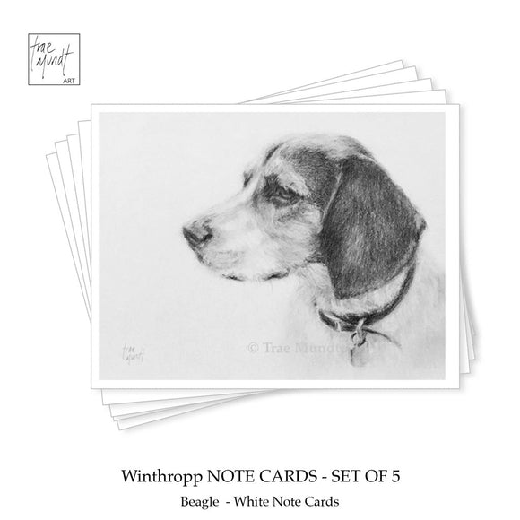 Beagle portrait note cards by Trae Mundt.