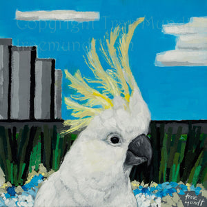 Cool Whip Cockatoo - Oil Painting by Trae Mundt.