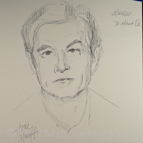Ballpoint pen portrait of Dr. Oz by artist Trae Mundt.
