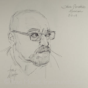 Ballpoint pen portrait of Steve Pernatozzi by artist Trae Mundt.