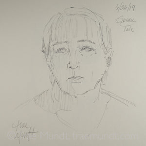 Ballpoint pen portrait of Susan by artist Trae Mundt.